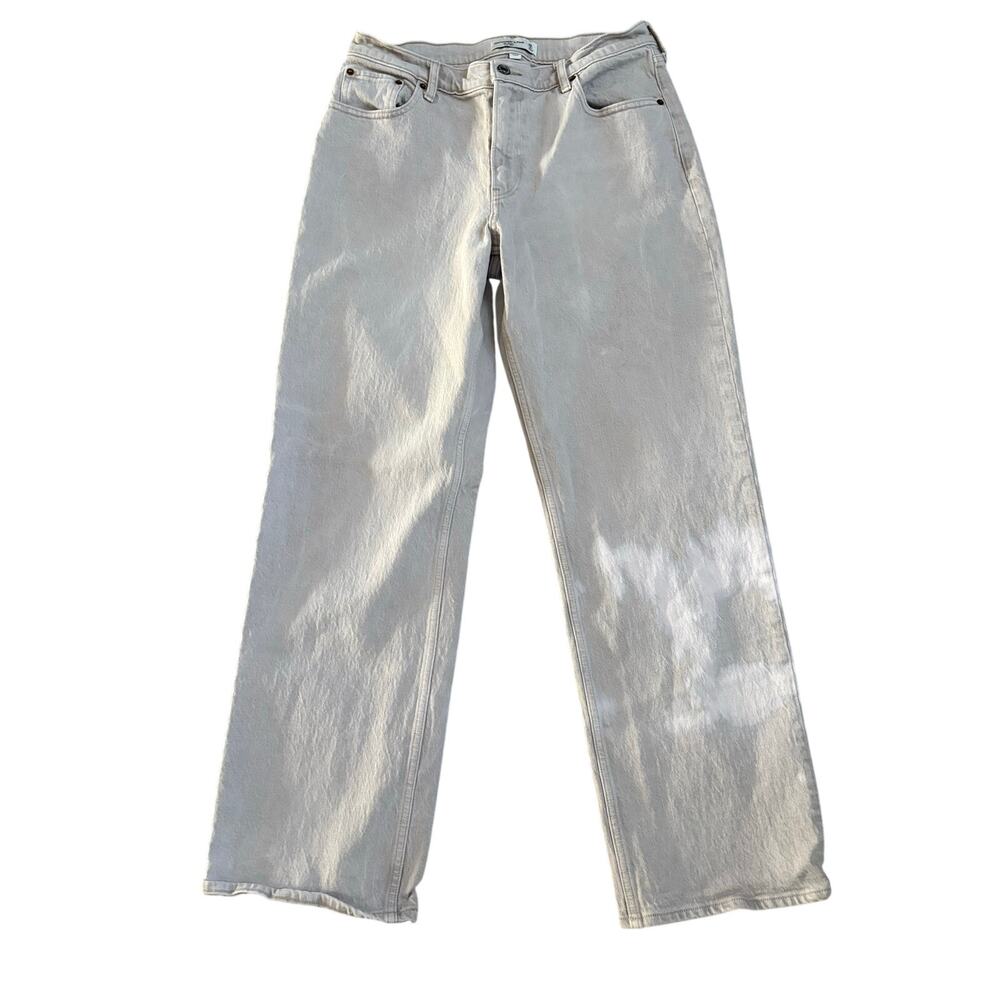 Abercrombie Curve Love Baggy Low Rise Jeans 28 Cream Bleach Wash Y2K